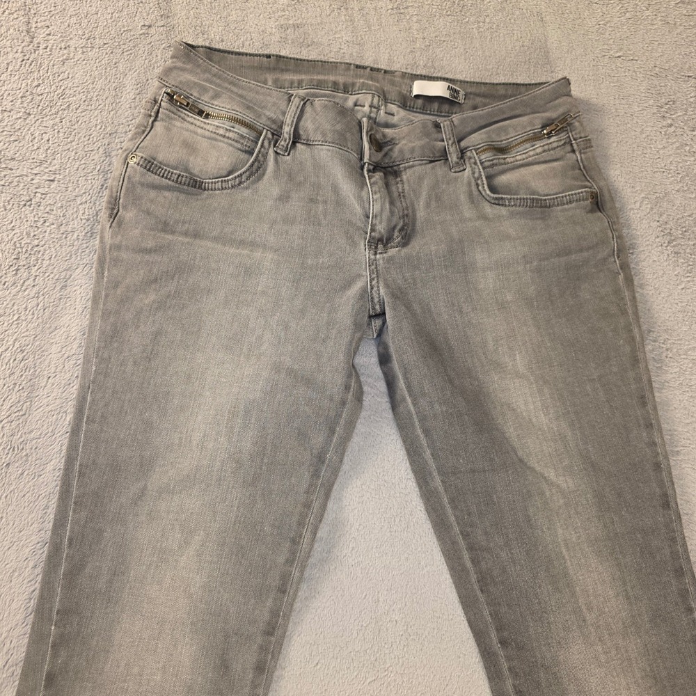 Anine Bing Womens Grey Ankle Zip Skinny Jeans Size 30 Moto Detail Denim